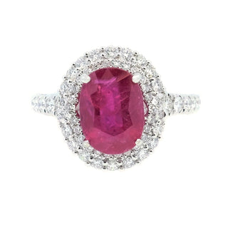 Diva Ruby Double Diamond Halo Ring