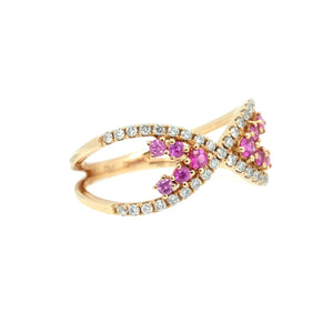 Pink Sapphire & Diamond X Ring