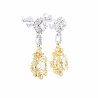 Galaxy Yellow Kunzite, White Sapphire & Diamond Earrings
