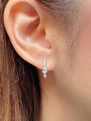 Multi-shape Diamond Huggie Hoop Earrings