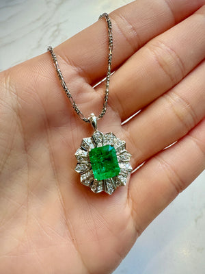 Gatsby Emerald Cut Emerald & Diamond Ring/ Pendant
