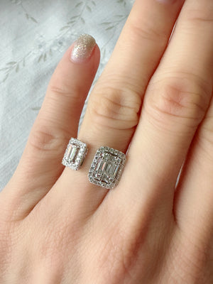 Toi Et Moi Emerald Cut Diamond Illusion Ring