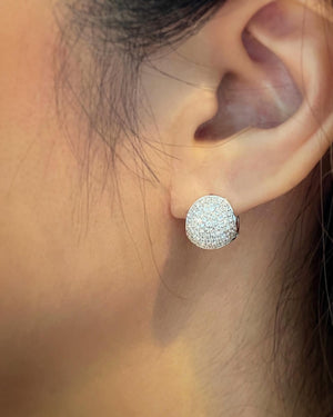 Chubby Pave Diamond Huggie Hoop Earrings