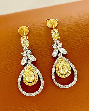 Gardenia Fancy Yellow Diamond Drop Earrings