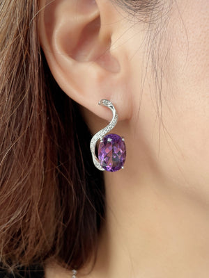 Flow Amethyst & Diamond Drop Earrings