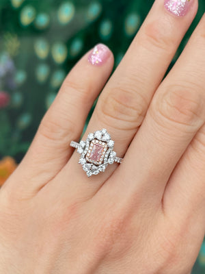 Art Deco Radiant Fancy Pink Diamond Ring