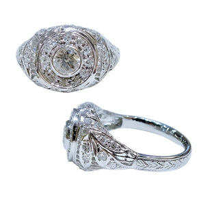Victorian Style Round Halo Ring - Johnny Jewelry
