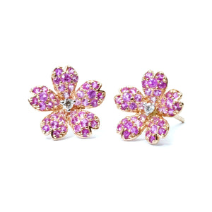 Pink Sapphire Cherry Blossom Earrings - Johnny Jewelry
