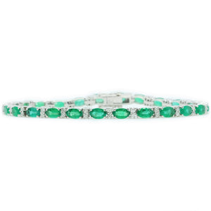 Emerald & Diamond Tennis Bracelet - Johnny Jewelry