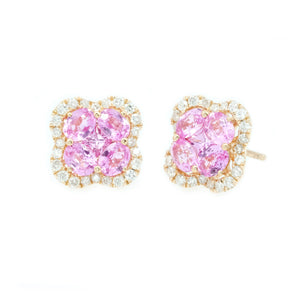 Clover Pink Sapphire & Diamond Earrings
