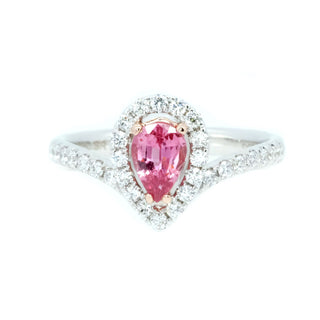 Tiara Pear Shaped Pink Sapphire & Diamond Ring