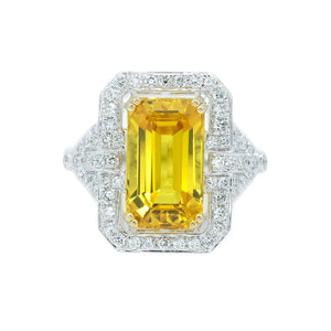 Art Deco Yellow Sapphire & Diamond Ring