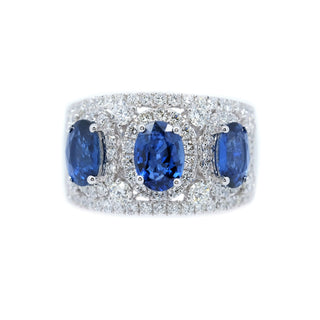 Diva Three Stone Sapphire & Diamond Band