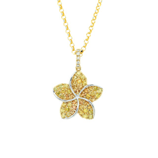 Yellow Sapphire Plumeria Pendant