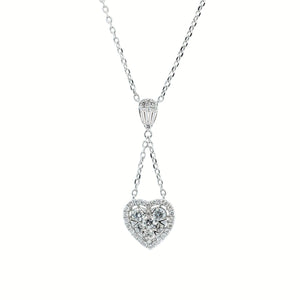 Diamond Heart Drop Pendant Necklace