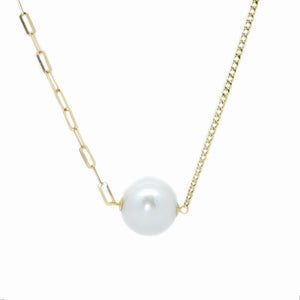Freshwater Pearl & Link Chain Necklace
