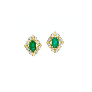 Dainty Eyelet Emerald & Diamond Earrings