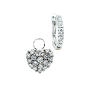 Diamond Heart Drop Huggie Earrings