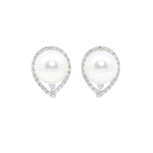 Eyelet Pearl & Diamond Earrings