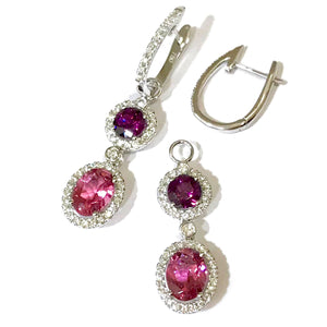 Diamond Huggies with Tourmaline Drop Earrings - Johnny Jewelry