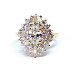 Oval Solitaire with Round and Baguette Diamonds - Johnny Jewelry