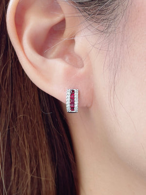 10mm Ruby & Diamond Huggie Earrings