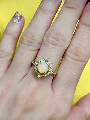 Victorian White Opal & Diamond Ring