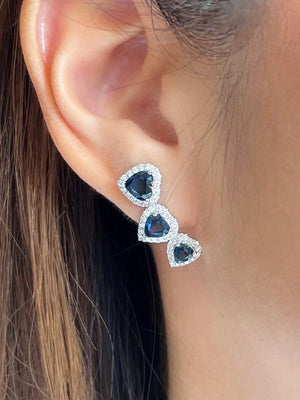 Heart Shaped Sapphire & Diamond Crawler Earrings