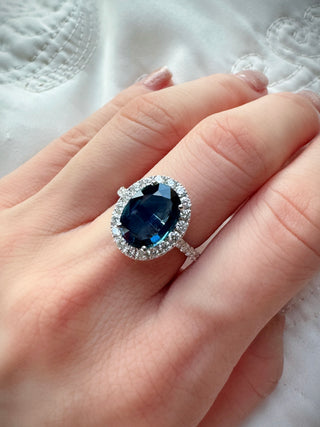 Classic Sapphire & Diamond Halo Ring