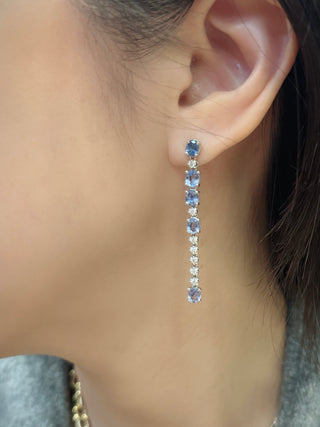 Ombré Linear Sapphire & Diamond Earrings