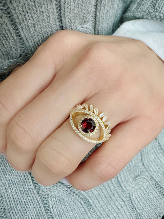 Evil Eye Garnet & Diamond Ring