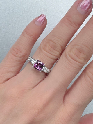 Vivid Purple Sapphire Micro Pave Diamond Ring