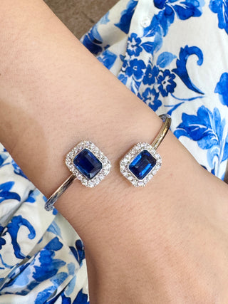 Emerald Cut Kyanite Twist Flex Bangle - Johnny Jewelry