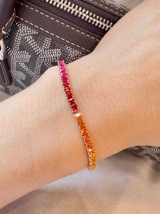 3.2mm Princess Cut Rainbow Sapphire Bracelet