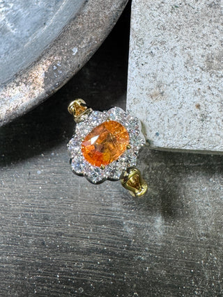 Fanta Garnet & Diamond Halo Ring