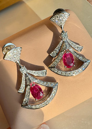 Ballerina Ruby & Diamond Drop Earrings