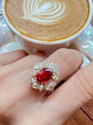 Ballerina Flame Spinel & Diamond Cocktail Ring