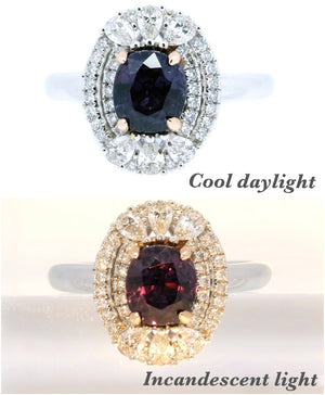 Color Change Garnet & Diamond Two-Way Ring & Pendant