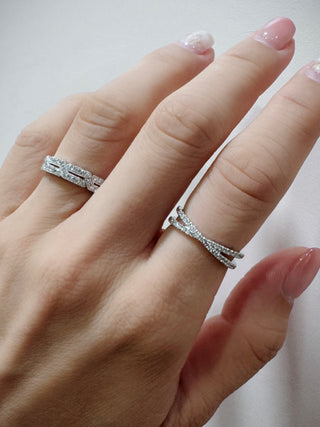 4.5mm Diamond Criss Cross Band - Johnny Jewelry