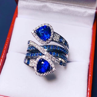 Sapphire & Diamond Criss Cross Ring