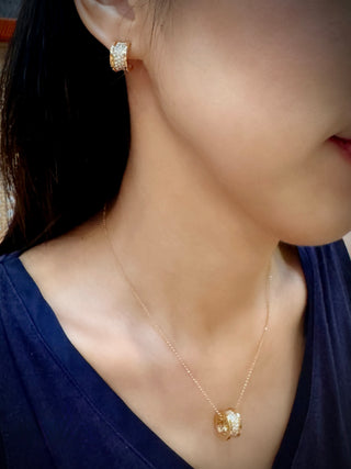 Pave Diamond Half Hoop Earrings
