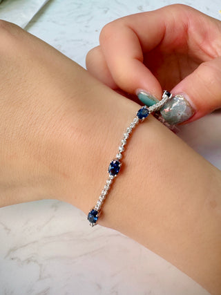 7 Stones Sapphire & Diamond Tennis Bracelet
