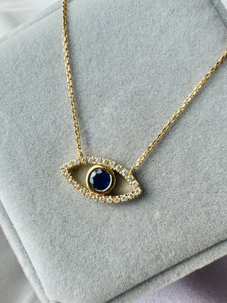 Evil Eye Sapphire & Diamond Necklace