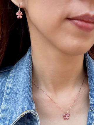 Pink Sapphire Sakura Cherry Blossom Drop Earrings