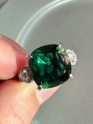 Lush Green Tourmaline & Diamond Ring