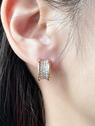 Pave Diamond Half Hoop Earrings