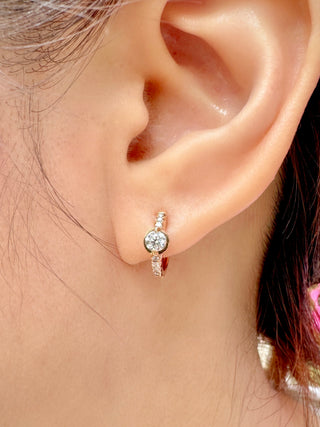 Diamond Huggies & Lavender Jade Drop Earrings