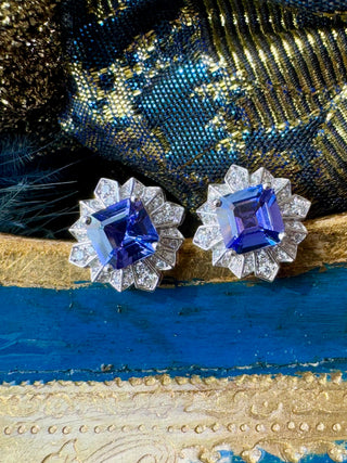 Gatsby Tanzanite & Pave Diamond Earrings