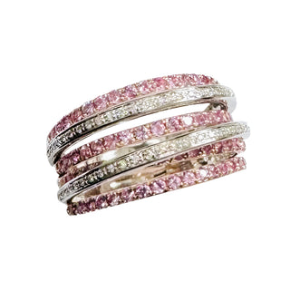 Pink Sapphire & Diamond Multi Row Ring