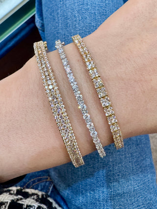 5mm Triple Row Diamond Bangle Bracelet